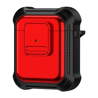 Voor Apple AirPods 1 / 2 Bluetooth Oortelefoon Cover TPU + PC Anti-drop beschermhoes met drukknop