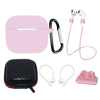 6 in 1 Voor Apple AirPods 3 Draagbare Draagtas Headset Siliconen Case Set met Oordopjes Houder/Anti-Verloren Nekband