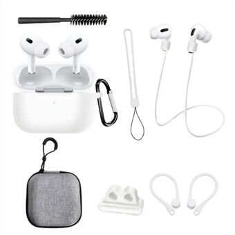 8-in-1 draagbare opbergtasset voor AirPods Pro 2 siliconen hoes met riem / nekriem / reinigingsborstel