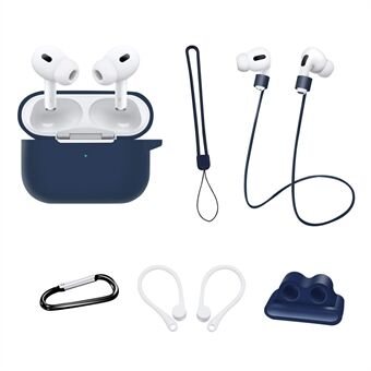 Voor AirPods Pro 2 Siliconen Cover Hals Touw Opknoping Gesp Oorhaak 6-in-1 Anti-verloren Accessoires Kit