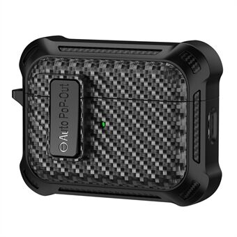 Voor AirPods Pro 2 Drukgesp Draadloze oortelefoon Anti-drop Case Carbon Fiber Texture TPU + PC Cover