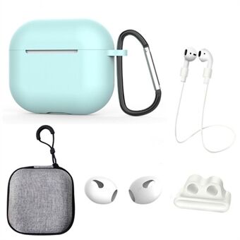 Voor Apple AirPods 3 6-in-1 Siliconen Case Anti-verloren Lanyard Horloge Band Houder Oor Hanger oor Cap Opbergdoos