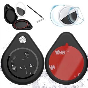 Voor AirTag Bluetooth Tracker Hoes Waterdruppels PC+Metaal Waterdichte Cover met Beschermfolie