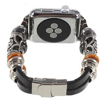 Vintage Creative patroon lederen polshorlogeband voor Apple Watch-serie 5 4 40 mm, serie 3/2/1 38 mm - zwart