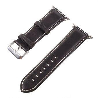 Voor Apple Watch Series 5 4 44mm, Series 3/2/1 42mm Vintage Oil Wax lederen horlogeband: