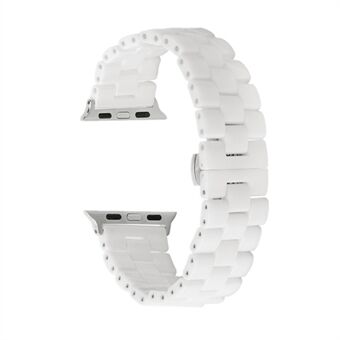 Drie kralen vlindergesp keramische horlogeband voor Apple Watch Series 5 4 44 mm / 3/2/1 42 mm