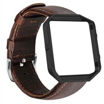 Classic gesp Crazy Horse PU-lederen horlogeband met wijzerplaatframe voor Fitbit Blaze