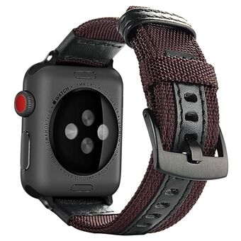 Nylon + PU lederen horlogeband Roestvrij Steel gesp vervanging voor Apple Watch Series 5 4 44 mm / 3/2/1 42 mm