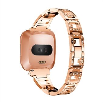 Stud Link Strass Decor Legering Horlogeband voor Fitbit Versa