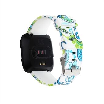 Flexibele siliconen horlogeband met bloempatroon voor Fitbit Versa