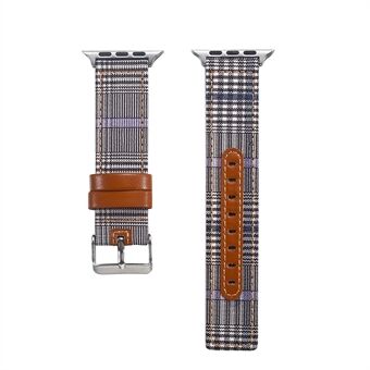 Verstelbare maat lederen en stoffen horlogeband voor Apple Watch Series 5 4 44mm, Series 3/2/1 42mm