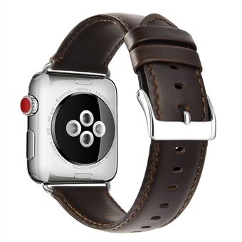 Toplaag Crazy Horse koeienhuid lederen horlogeband vervanging voor Apple Watch Series 5 4 44mm, Series 3/2/1 42mm