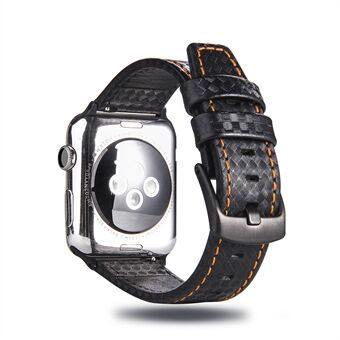 Carbon Fiber Textuur Lederen Horloge Vervangende Band voor Apple Watch Series 5 4 40mm/Serie 3 2 1 38mm