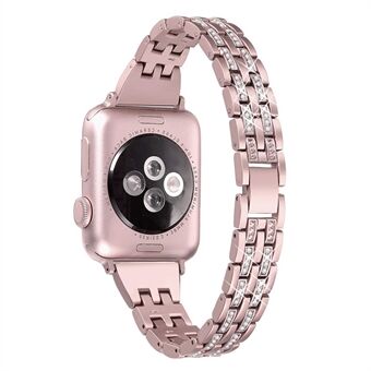Stijlvolle dubbele rij strass decor Steel horlogeband vervanging voor Apple Watch Series 5 4 40mm / Series 3/2/1 38mm