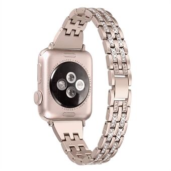 Stijlvolle Steel horlogeband met dubbele rij strass decor voor Apple Watch Series 5 4 44 mm / Series 3/2/1 42 mm