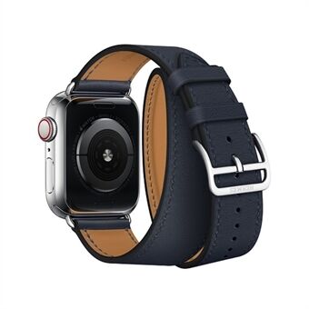 Double Tour lederen horlogeband voor Apple Watch Series 5 4 44mm, Series 3/2/1 42mm