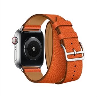 Double Tour lederen horlogeband vervanging voor Apple Watch Series 5 4 44mm, Series 3/2/1 42mm