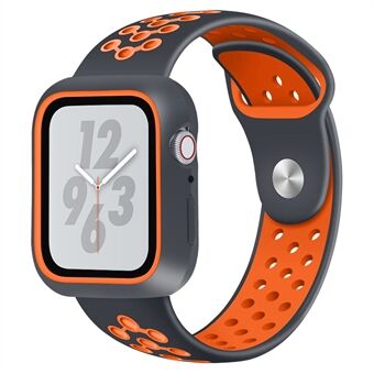 Tweekleurige zachte siliconen horlogeband met anti-aging frame voor Apple Watch Series 4 40 mm