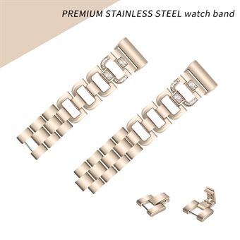 D-vorm strass decor metaallegering band voor Fitbit Charge 4/3 "