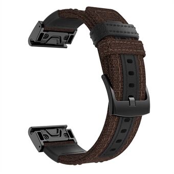 Canvas + lederen horlogeband Nylon sporthorlogeband voor Garmin Fenix 5 Plus