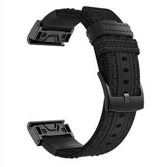 Canvas Jean + lederen horlogeband Nylon sporthorlogeband voor Garmin Fenix 5X / Fenix 5X Plus / Fenix 3 / Fenix 3 HR