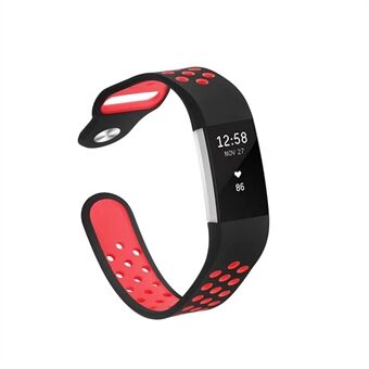 Tweekleurige multihole zachte siliconen sporthorlogeband voor Fitbit Charge 2.