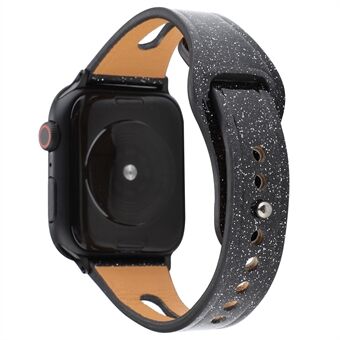 Flash Poeder Lederen Horloge Band Band voor Apple Watch Series 6 SE 5 4 44mm/Serie 3 2 1 42mm