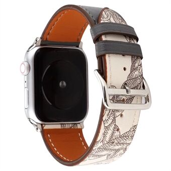 Patroon Decor Echt leer Smart Watch vervangende band voor Apple Watch SE / serie 6/5/4 44 mm / serie 3/2/1 42 mm