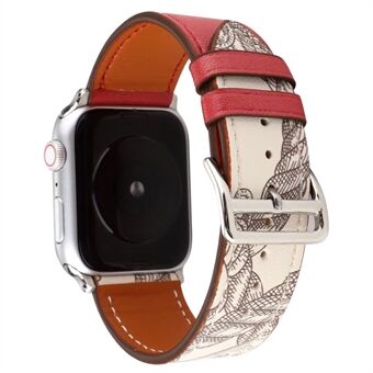 Patroon Decor Echt lederen Smart horlogeband voor Apple Watch Series 6/SE/5/4 40mm / Series 3/2/1 38mm