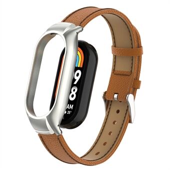 Voor Xiaomi Smart Band 8 Horlogeband Sportband van echt rundleer met metalen frame