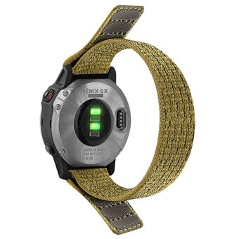 Voor Garmin Tactix 7 Pro / Fenix 7X / 6X Pro vervangende nylon horlogeband 26 mm verstelbare magische tape polsband - geel