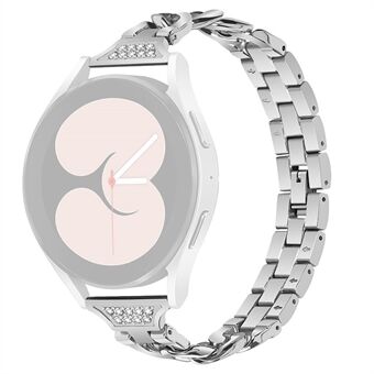 Voor Samsung Galaxy Watch4 Active 40 mm / 44 mm / Watch4 Classic 42 mm / 46 mm metalen horlogeband 20 mm strass decor polsband vervanging - zilver