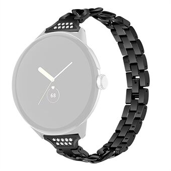 Voor Google Pixel horloge strass decor metalen horlogeband polsband vervangende band - zwart