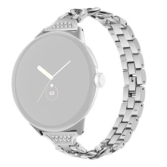 Voor Google Pixel Watch Strass Decor Smart Watch Band Vervanging van de metalen polsband - Zilver