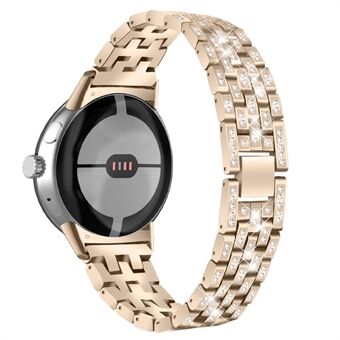 Metalen horlogeband voor Google Pixel Watch, 5 kralen 5 rijen bling strass polsband vervanging