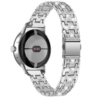 Voor Google Pixel Watch Strass Decor Vervangende band 5 kralen Metalen dubbele drukgesp Smart Watch-polsband