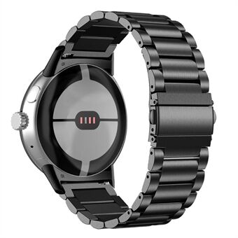 Voor Google Pixel Watch Stijlvol 316 roestvrij Steel 3 kralen Smart Watch Band gepolijst vervangende band - zwart