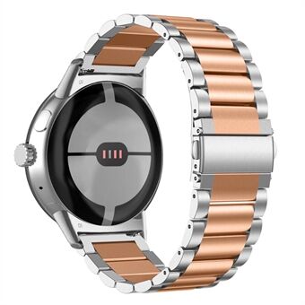 Voor Google Pixel Watch Elegant 316 roestvrij Steel 3 kralen polsband gepolijst vervangende smartwatch-band