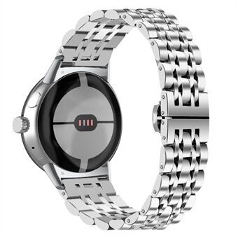 Voor Google Pixel Watch Luxe 7 Beads Steel Smart Watch Band Stijlvolle Vervangende Polsband - Zilver