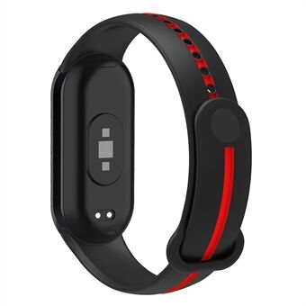 Zachte siliconen horlogeband voor Xiaomi Smart Band 8 Tweekleurige verstelbare polsband met gesp