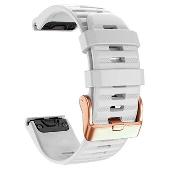 Horlogebanden voor Garmin Fenix ​​7S / 6S Pro / 5S Plus / Instinct 2S, horizontale strepen siliconen 20 mm band met roségouden gesp