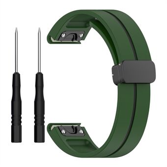 Voor de Garmin Fenix 7X / 6X / 5X siliconen horlogeband, 26 mm, dubbele kleur, zwarte gesp, magnetisch horlogebandje.