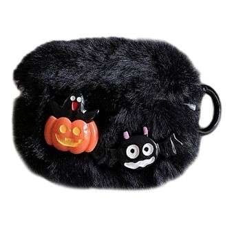 Voor Apple AirPods 3 Hoes Halloween Pompoen Vleermuis Pluizige TPU Beschermhoes met Ring Gesp