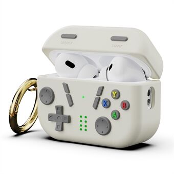 Voor AirPods Pro 2 Hoes 3D Gaming Design Siliconen Oordopjeshoes met Karabijnhaak