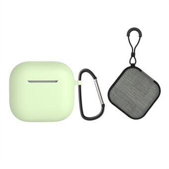 Voor AirPods 4 Draagbare Siliconen Hoes met Karabijnhaak Hoofdtelefoon Opbergtas Set