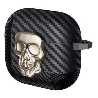 Voor AirPods 4 Beschermhoes Skull Design Snap Switch TPU + Metaal Oortelefoonhoesje met Karabijnhaak