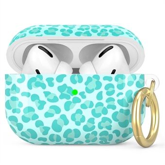 AHASTYLE PT-LC142LD voor Apple AirPods Pro Bluetooth Oortelefoon TPU Case Luipaard Patroon Oordopjes Shockproof Cover met Karabijnhaak