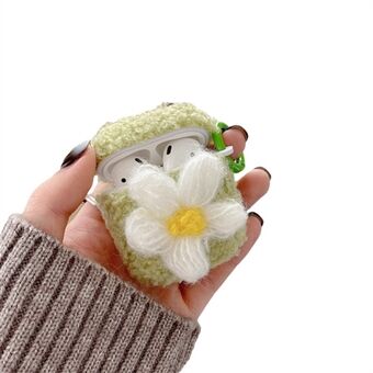 Voor AirPods met oplaadcase (2016) / (2019) / AirPods met draadloze oplaadcase (2019) Retro Flower Soft Fluff TPU-oortelefoonhoes Winterbeschermhoes met Ring