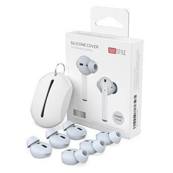 AHASTYLE PT40 3 paar vervangende oordopjes voor Apple AirPods met oplaadetui (2016) / (2019) / AirPods met draadloos oplaadetui (2019), siliconen oordopjes, maat: L