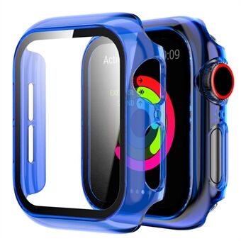 Voor Apple Watch Series 4/5/6 / SE 44 mm anti-kras doorschijnende pc-behuizing met gehard glazen schermbeschermer Anti-drop schokbestendige Smart Watch Cover